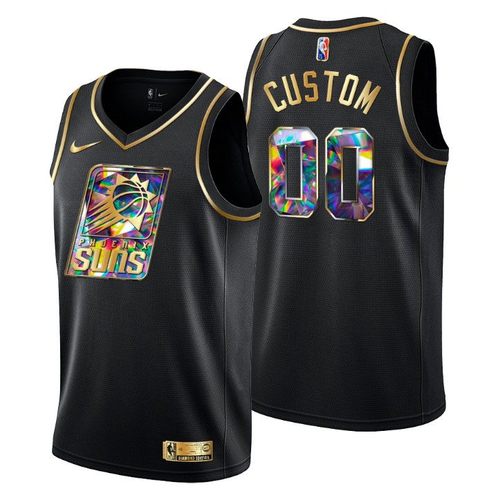 Men's Phoenix Suns Active Player Custom 2021/22 Black Golden Edition Diamond Logo Black 75th Anniversary Stitched Basketball Jersey